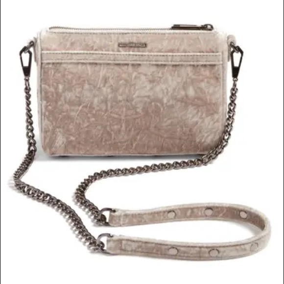 Rebecca Minkoff Mini MAC Velvet Crossbody Bag Tan - Picture 2 of 16